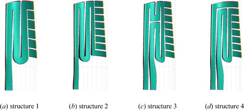 Figure 2. Different turbine blade inner cooling channels by the element method.