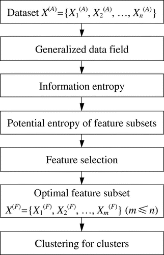 Figure 4. Algorithm flow of feature selection using data field.