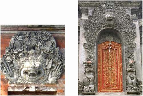 Figure 7. Kriya bebali karang Bhoma (Wijaya, Citation2019, p. 139) and the main entrance of the temple or Kori Agung (Sunarya, Citation2011, p. 386).