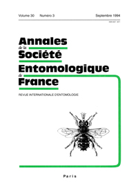 Cover image for Annales de la Société entomologique de France (N.S.), Volume 30, Issue 3, 1994