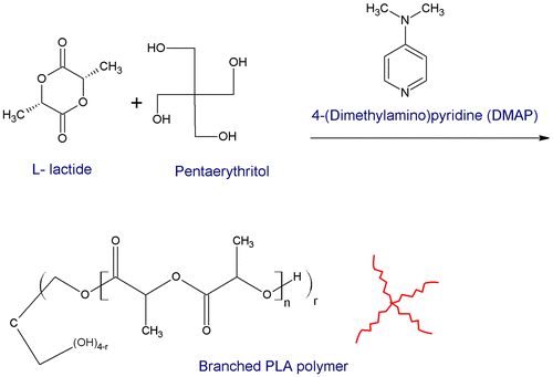 Figure 2. Schematic representation for the synthesis of branched PLA.