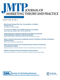 Cover image for Journal of Marketing Theory and Practice, Volume 25, Issue 4, 2017