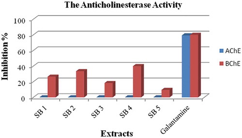 Figure 3. Anticholinesterase activity of the S. brevibracteata extracts.