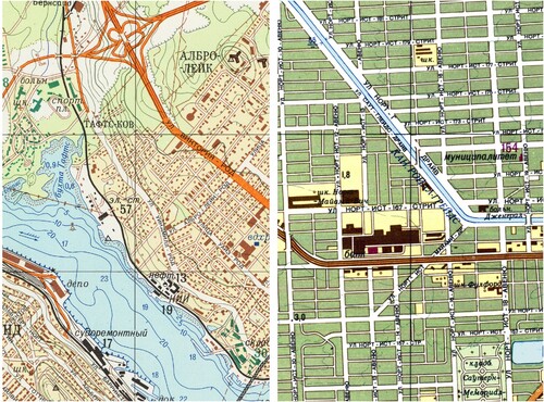 Figure 14. Details from the city plans of Halifax/Dartmouth, Canada (1974) (left, private collection) and Miami, USA (1984) (right, private collection), which respectively adopt the most and fewest symbols in the sample at 1:25,000.