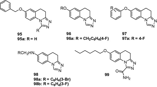 Figure 15. Triazoloquinolines (95–99) with anticonvulsant activity.