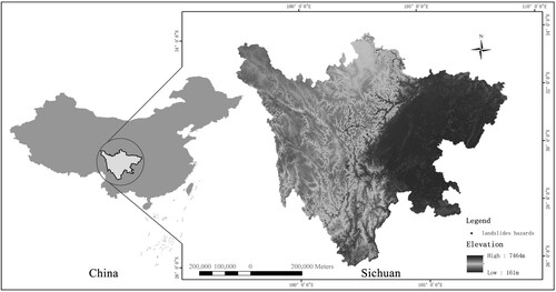 Figure 5. Location and landslide hazards in the study region