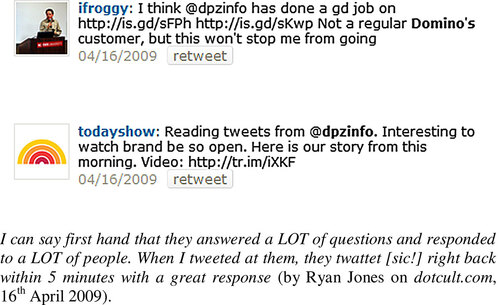 Figure 7. Comments referring to Domino’s Twitter account activity.