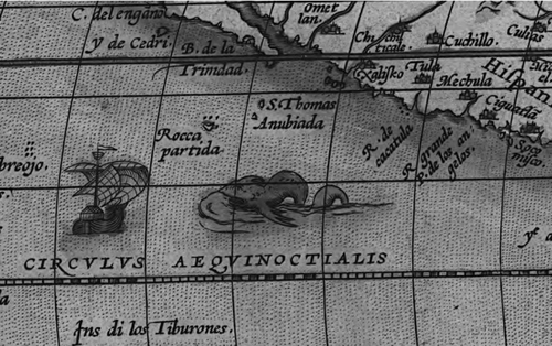 Figure 3 Detail of the Pacific coast of Central America from Ortelius (1570).