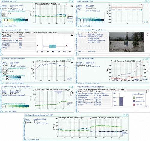 Fig. 7 Nine real-time data visualization examples in the auxiliary window.