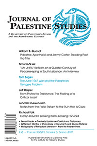 Cover image for Journal of Palestine Studies, Volume 36, Issue 3, 2007