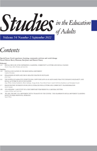 Cover image for Studies in the Education of Adults, Volume 54, Issue 2, 2022