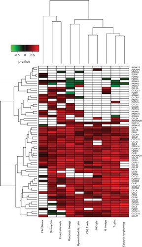 Figure 4. Heatmap representation of reproducible Spearman’s correlation coefficients, across different cancer types, integrating the results shown in Figure 2 to Fig. 5 on breast, colorectal, non-small cell lung cancer and melanoma.