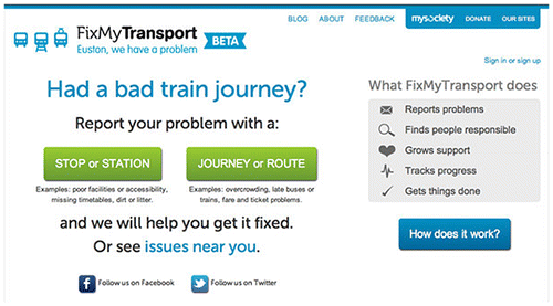 Figure 1. Initial interface to FixMyTransport.