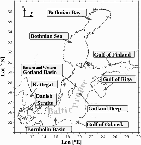 Figure 3.8.1. Subdivisions of the Baltic Sea.