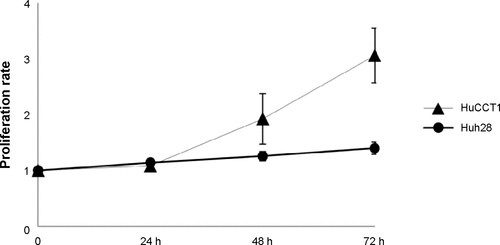 Figure S1 Proliferation rates of HuCCT1 and Huh28.