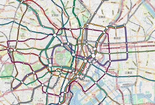 Figure 22. Geographically correct map overlay of the Tokyo subway network.