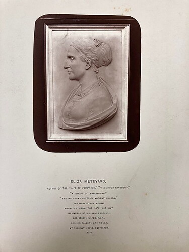 Figure 12. Eliza Meteyard in a relief portrait by Giovanni Fontana commissioned by Joseph Mayer. LRO 920 MAY, Box 3, Acc. 2528.8. Courtesy of Liverpool Central Library and Archives.
