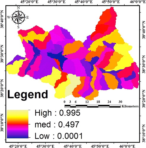 Figure 11 The fuzzy map of peak runoff. Source: Author