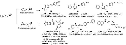 Figure 14. Structures of imine and hydrazone-based inhibitors.