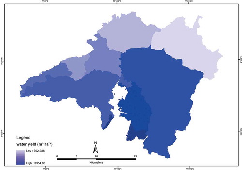 Figure 3. Water yield map of PTR