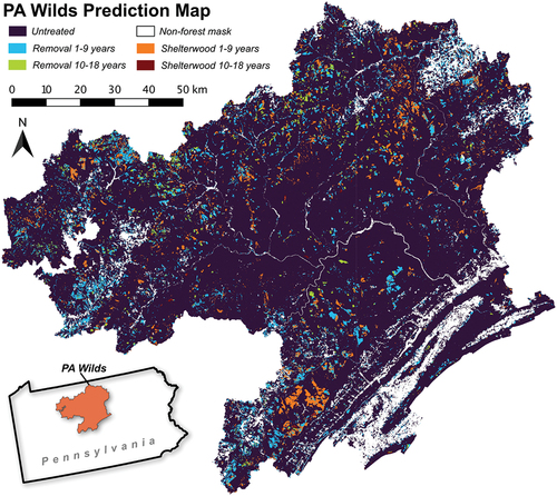 Figure 7. Predicted results for the PA wilds conservation area.