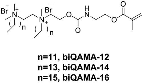 Figure 14. Structures of bi-quaternary ammonium mono-methacrylates biQAMAs.