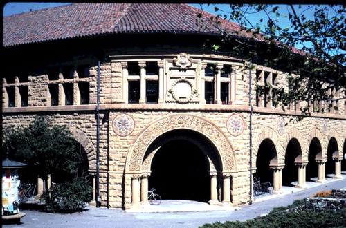 Figure 18. The Geology Department building at Stanford University, the home of Bill Evitt's palynology laboratory between 1962 and 1988. The specific area illustrated was known as ‘geology corner’. This is part of the overall Stanford University quadrangle, which is a large double quadrangular building with different departments on each of the corners. Photograph by Joyce Lucas-Clark.