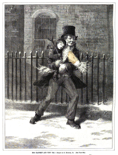 Figure 8. Sol Eytinge draws Bob Cratchit and Tiny Tim for Every Saturday (December 31 Citation1870, 865).