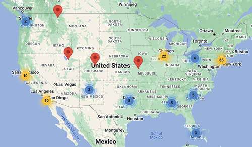 Figure 2. Geographic distribution of worker contentious collective actions with racial justice demands, 2021–2022.