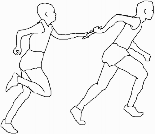 Figure 2 The act of passing the baton in the relay race