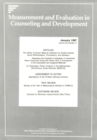 Cover image for Measurement and Evaluation in Counseling and Development, Volume 29, Issue 4, 1997