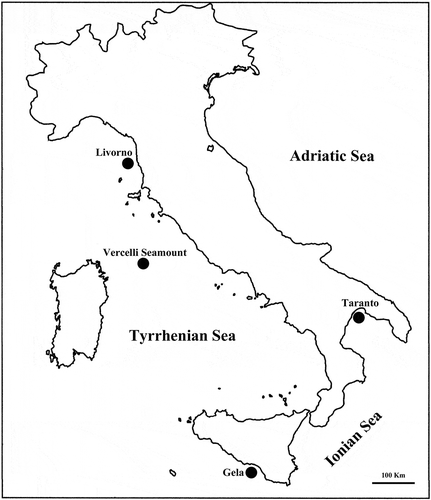 Figure 1. Map of the collecting site for the Mediterranean material.