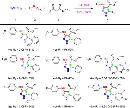 Scheme 3. Substrate scope of potential active multi-substituted pyrazole derivatives.