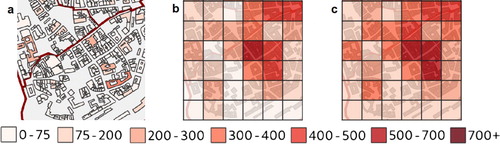 Figure 5. Details of analytical maps (a – PR+PNR; b – PR+PNR; and c – PR+PNR+PT).