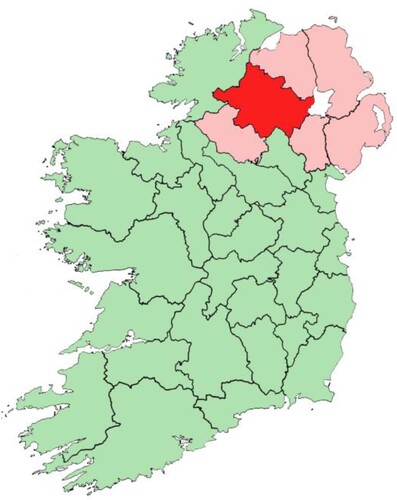 Figure 1. Location of Tyrone on the island of Ireland.Footnote35