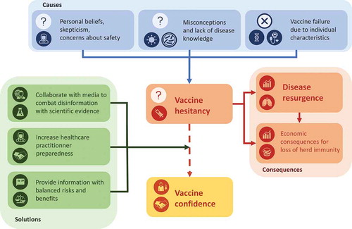 Figure 3. The vaccine hesitancy phenomenon: causes, consequences, and solutions