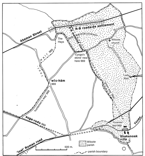 Figure 4. The environs of Shakenoak: topographical and onomastic indications of continuity.