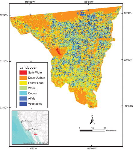 Figure 4 Map of the crop types and land cover determined for the Mexicali Valley.