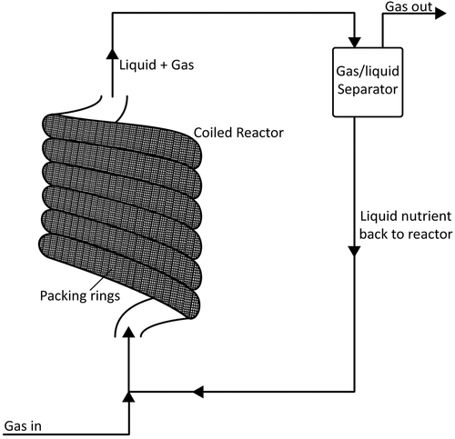 Figure 7. A novel BHM system using tubular reactor setup of narrow diameter pipe and packed fixed biofilm.