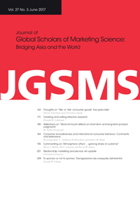 Cover image for Journal of Global Scholars of Marketing Science, Volume 27, Issue 3, 2017