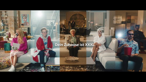 Figure 2. An ad of XXXLutz, after IKEA the second biggest furniture store worldwide, addressing the home during the pandemic and conveying what different experiences the interior of XXXLutz allows even in times of stay-at-home measures.