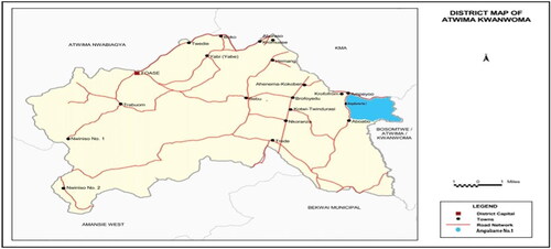 Figure 2. District map of Atwima Kwanwoma.Source: Old map accessed by authors.