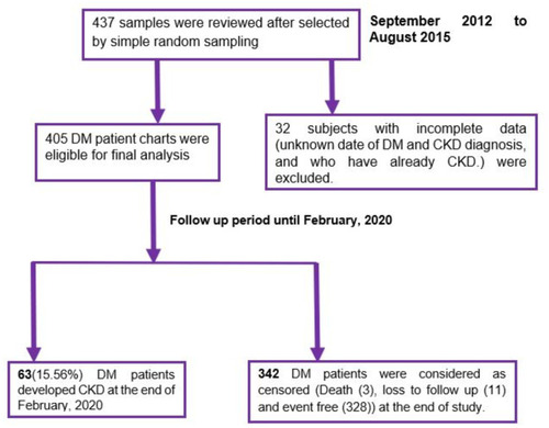 Figure 1 Flowchart of DM patients on treatment at Jimma university medical center, Southwest Ethiopia, 2012 to 2020.