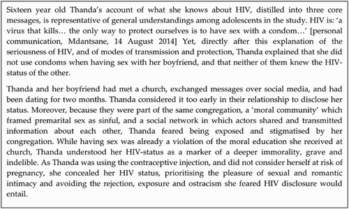 Figure 5. Thanda's story.
