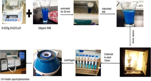 Figure 3. Schematic degradation of MB under visible light irradiation in the presence of green nanocatalyst.