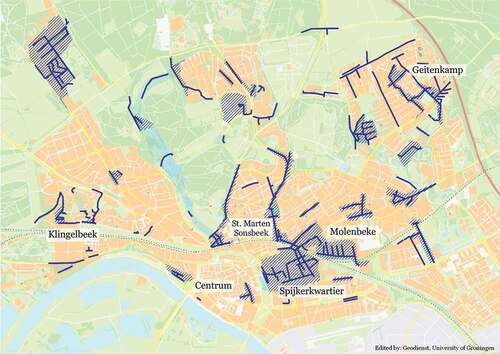 Figure 1. Map of Arnhem showing the extent of the 2014 floods (dark blue shows areas that were flooded)