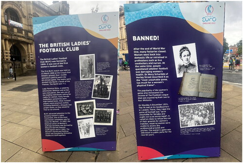 Figure 2. Outdoor exhibition of the history of women’s football in England.