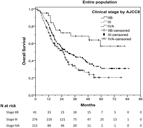Figure 1. Overall survival (OS) of patients with different clinical stages by AJCC8 (eighth edition of the American Joint Committee on Cancer staging).