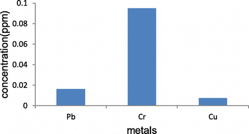 Figure 5. Concentration of adsorbed heavy metals by 2AC500.