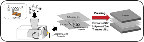 Figure 2. Schematic illustration of preparation procedure of the MCNT(H)-nylon12 composite film.